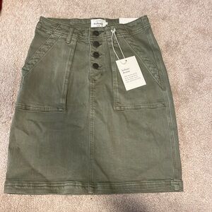 Olive Denim Pencil Skirt